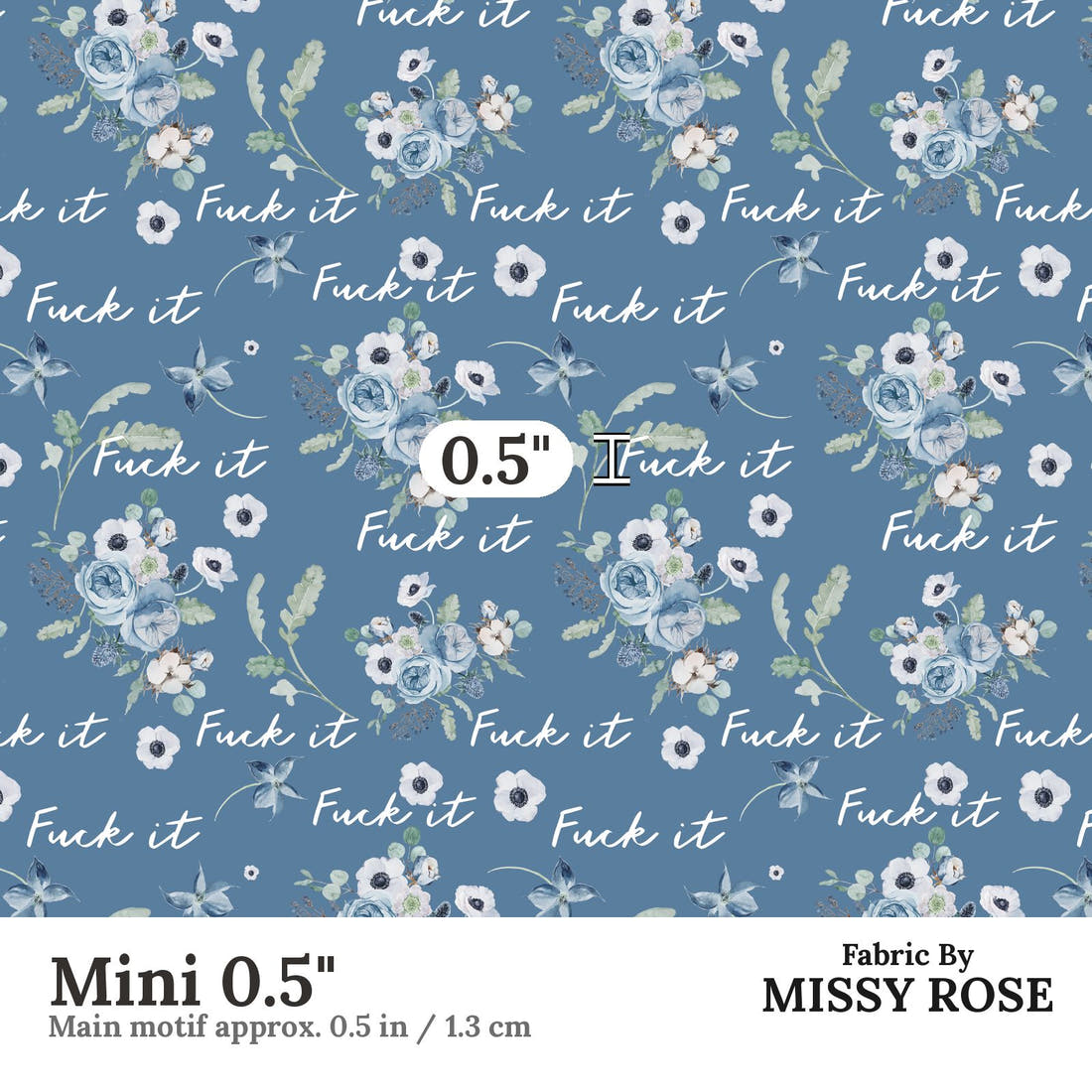 Profanity Fabric 418 Mini 0.5 inch print scale guide | Fabric by Missy Rose