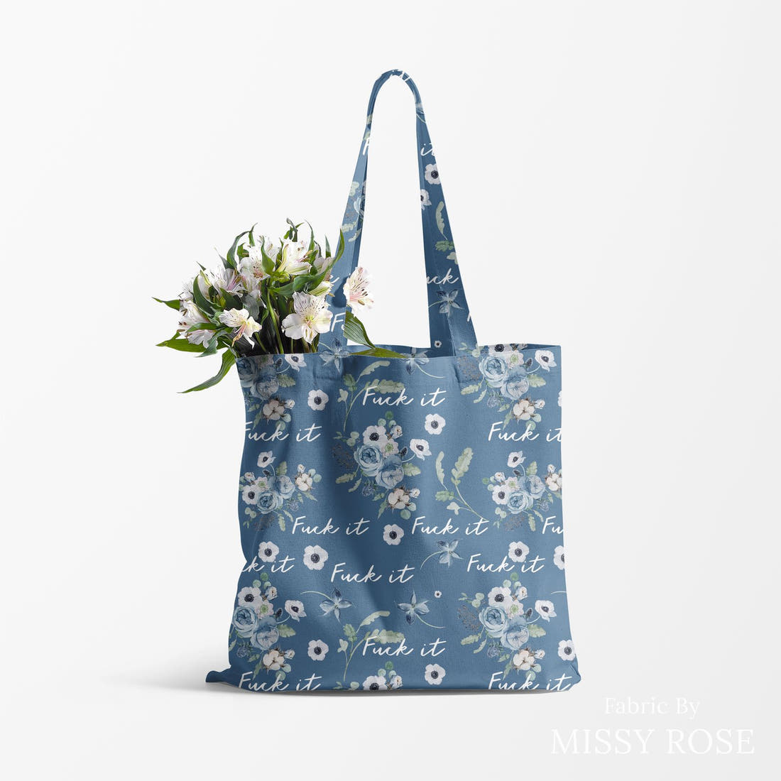 Profanity Fabric 418 made up as a tote bag - see how the print looks made up | Fabric by Missy Rose