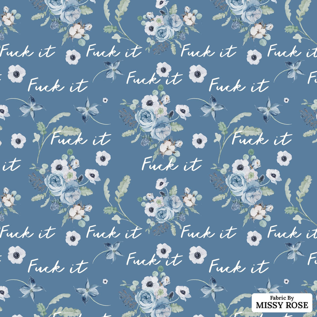 Profanity Fabric 418 - flat view of the print, zoom in for detail | Fabric by Missy Rose