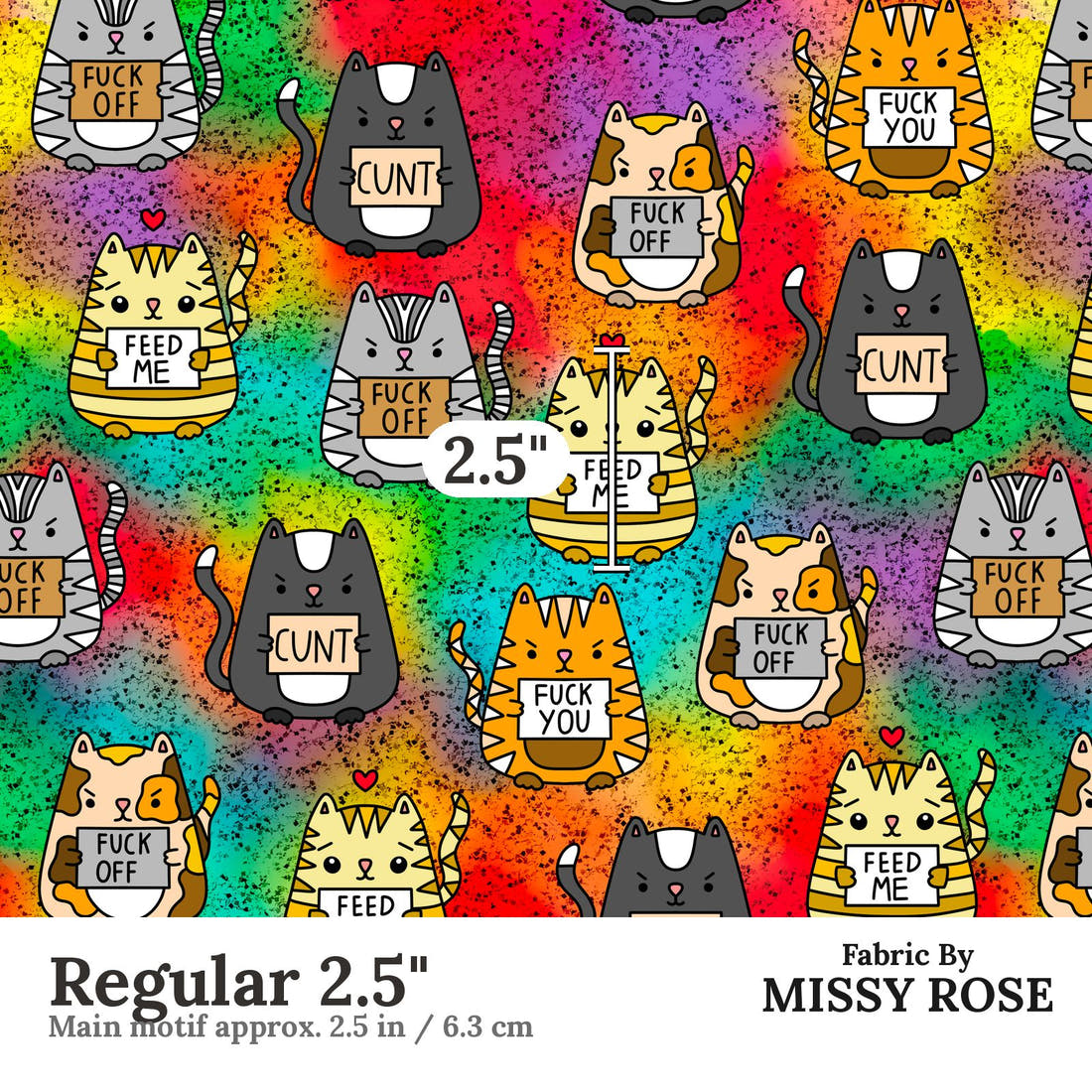 Profanity Fabric 419 Regular 2.5 inch print scale guide | Fabric by Missy Rose
