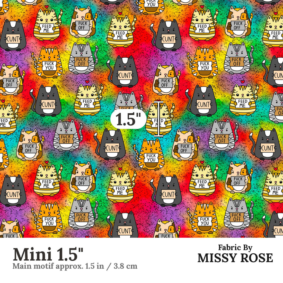 Profanity Fabric 419 Mini 1.5 inch print scale guide | Fabric by Missy Rose