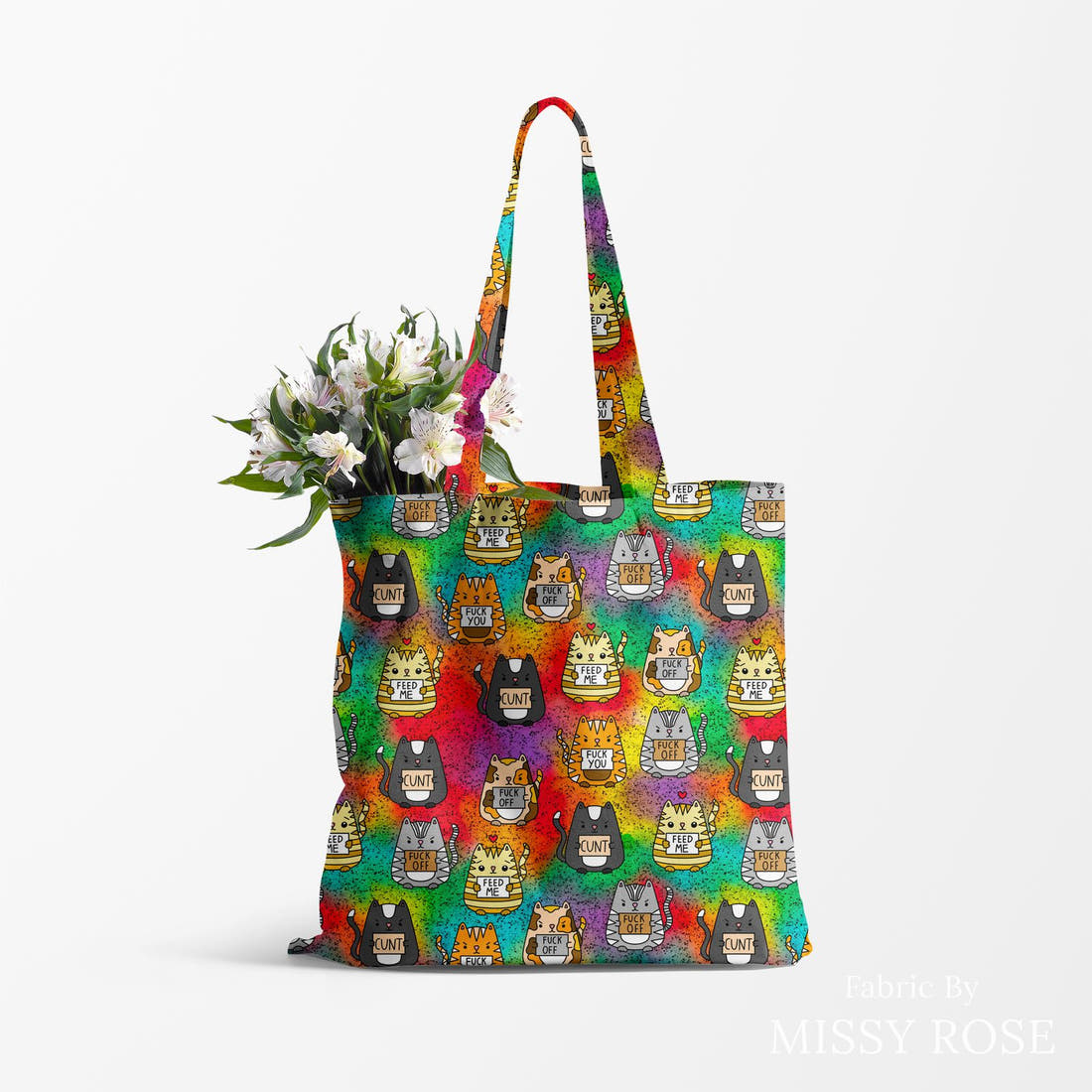 Profanity Fabric 419 made up as a tote bag - see how the print looks made up | Fabric by Missy Rose