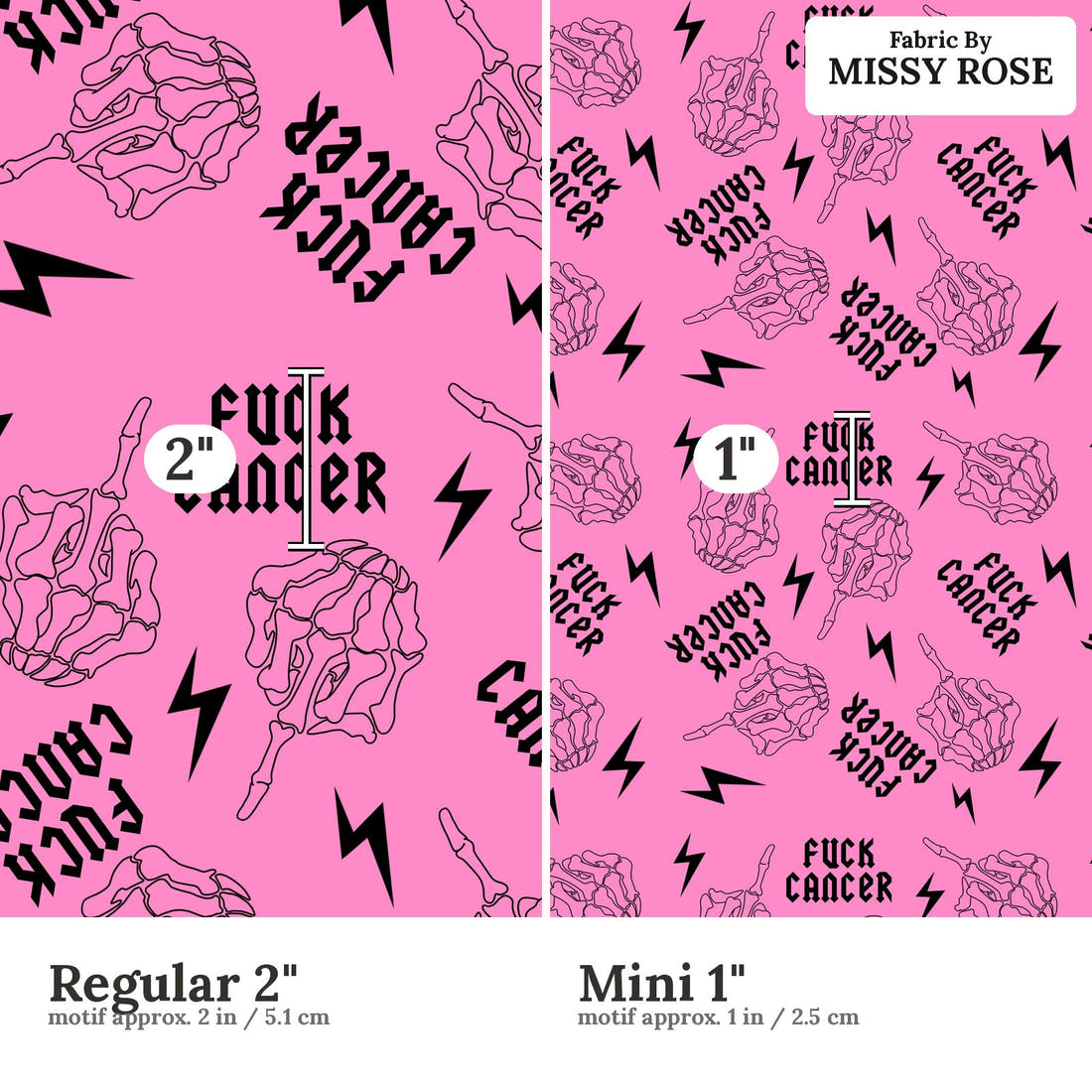Profanity Fabric 420 Regular 2 inch vs Mini 1 inch print scale side by side | Fabric by Missy Rose