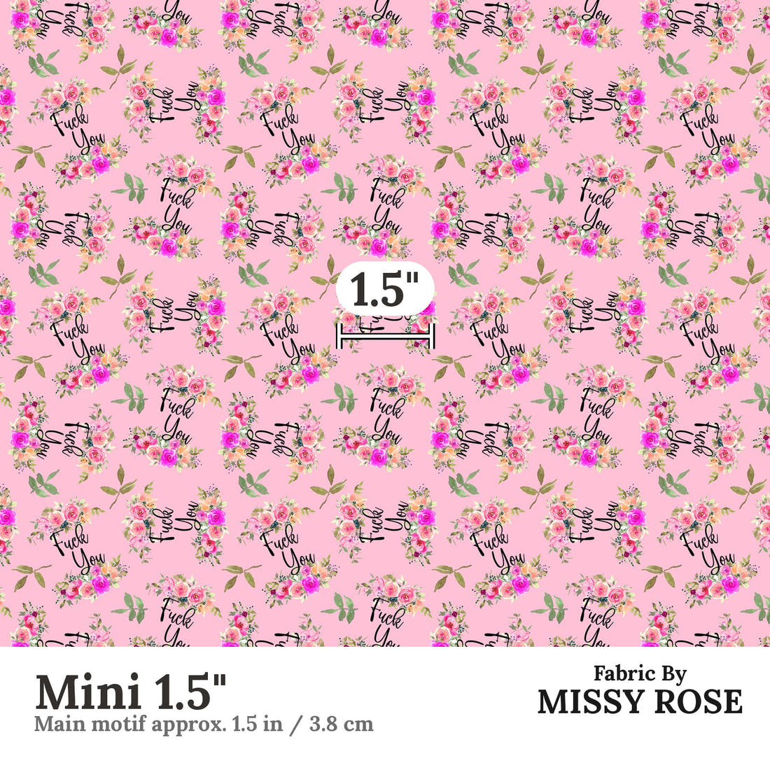 Profanity Fabric 421 Mini 1.5 inch print scale guide | Fabric by Missy Rose