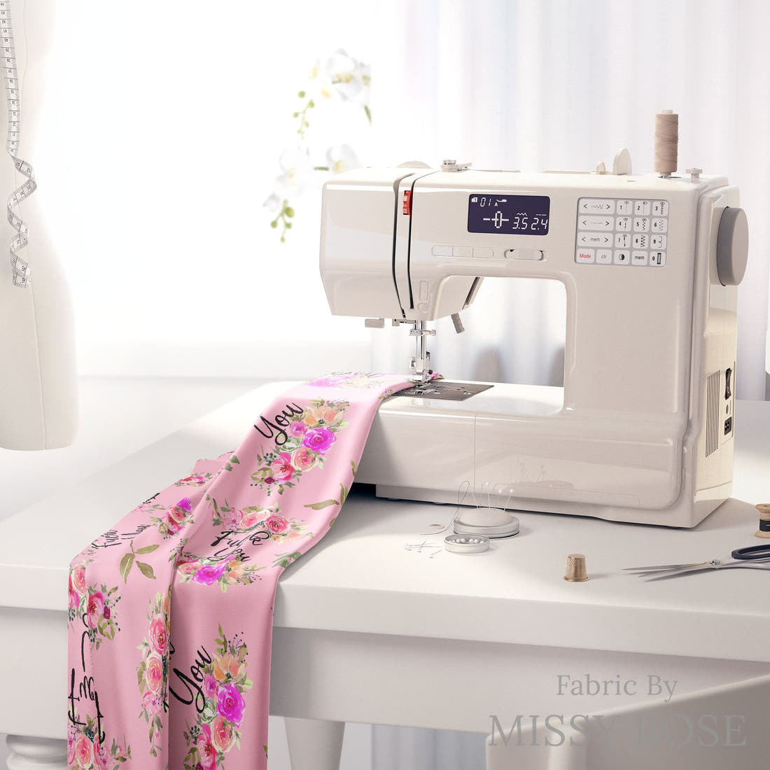 Profanity Fabric 421 on a sewing machine - premium fabric for sewing projects | Fabric by Missy Rose