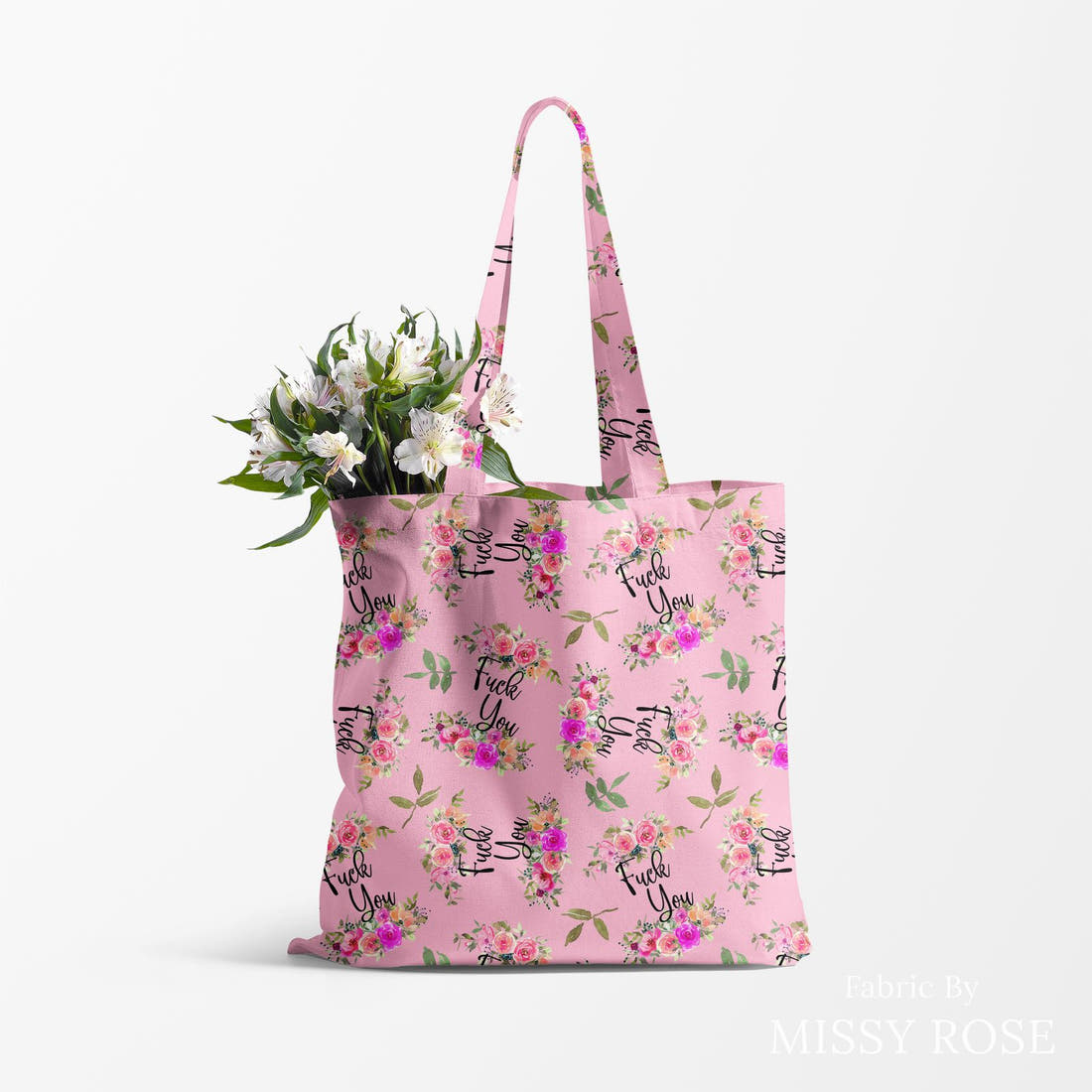 Profanity Fabric 421 made up as a tote bag - see how the print looks made up | Fabric by Missy Rose