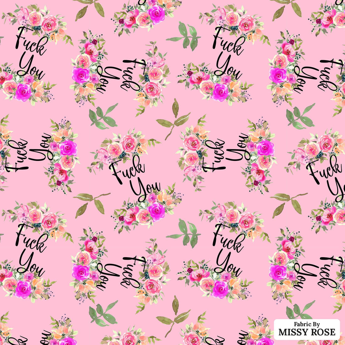 Profanity Fabric 421 - flat view of the print, zoom in for detail | Fabric by Missy Rose