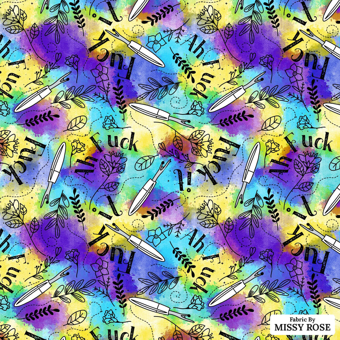 Profanity Fabric 422 - flat view of the print, zoom in for detail | Fabric by Missy Rose