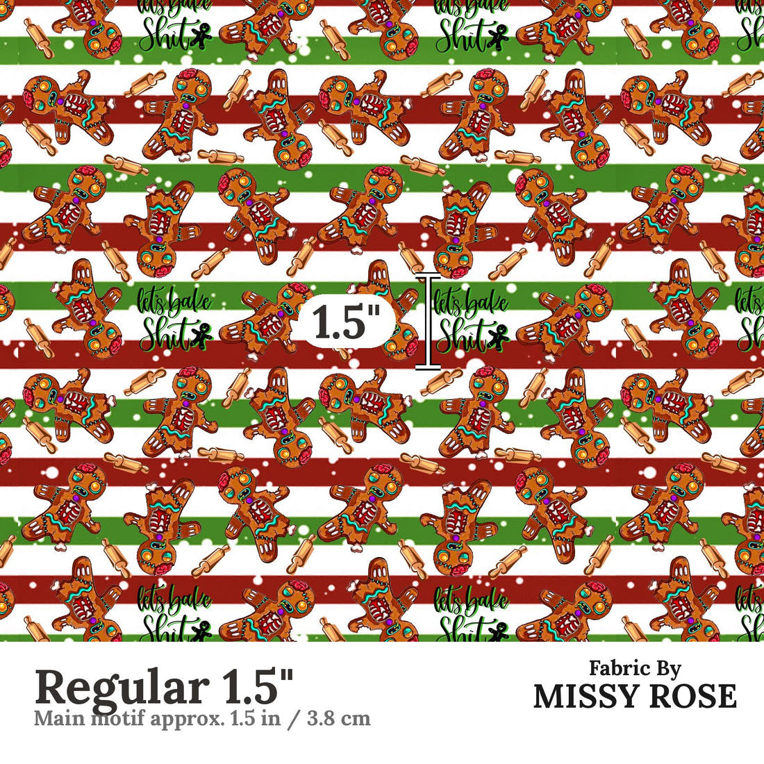 Profanity Fabric 423 Regular 1.5 inch print scale guide | Fabric by Missy Rose