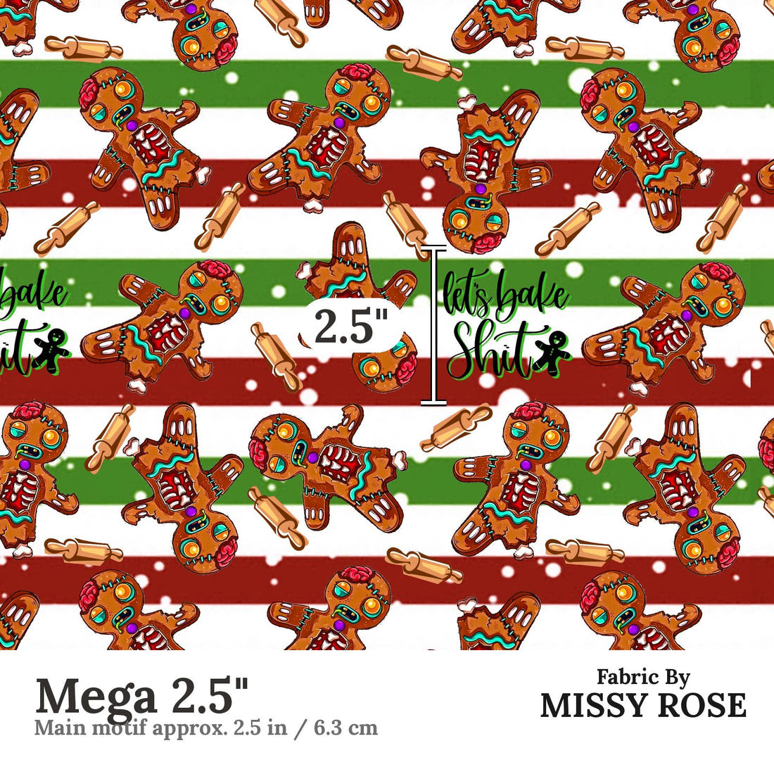 Profanity Fabric 423 Mega 2.5 inch print scale guide | Fabric by Missy Rose