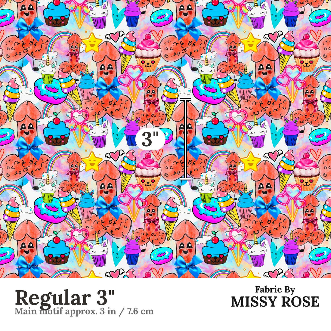Profanity Fabric 424 Regular 3 inch print scale guide | Fabric by Missy Rose