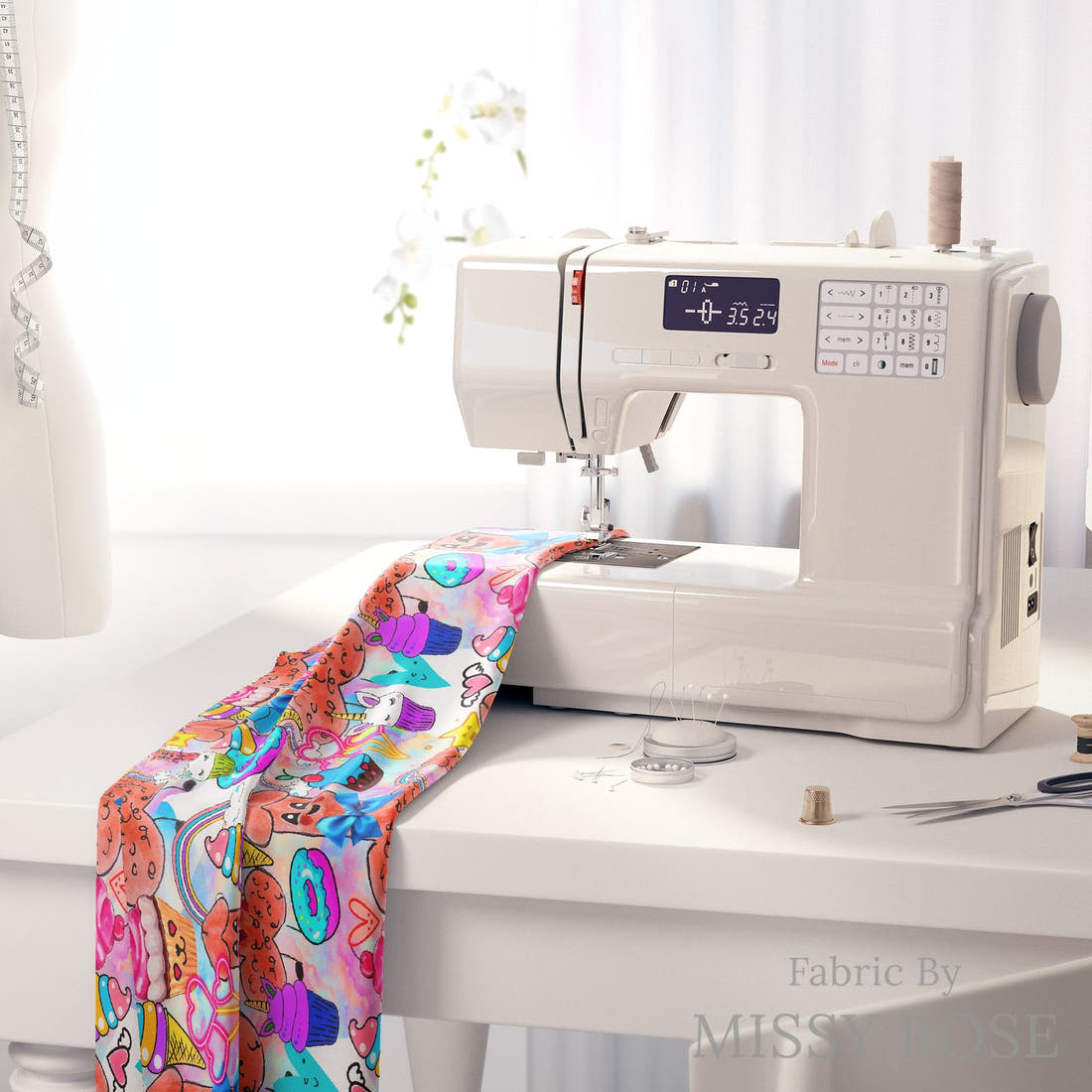 Profanity Fabric 424 on a sewing machine - premium fabric for sewing projects | Fabric by Missy Rose