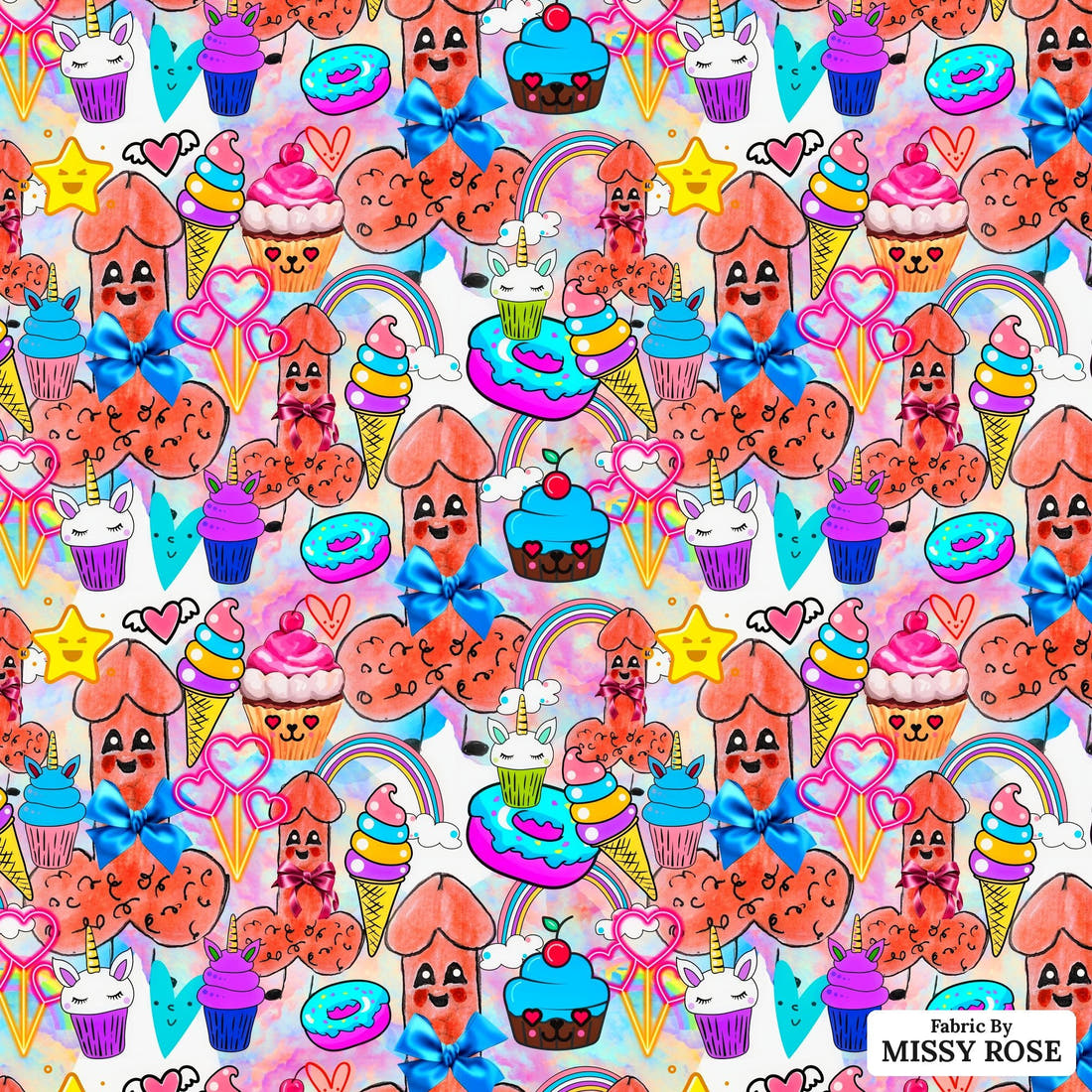 Profanity Fabric 424 - flat view of the print, zoom in for detail | Fabric by Missy Rose