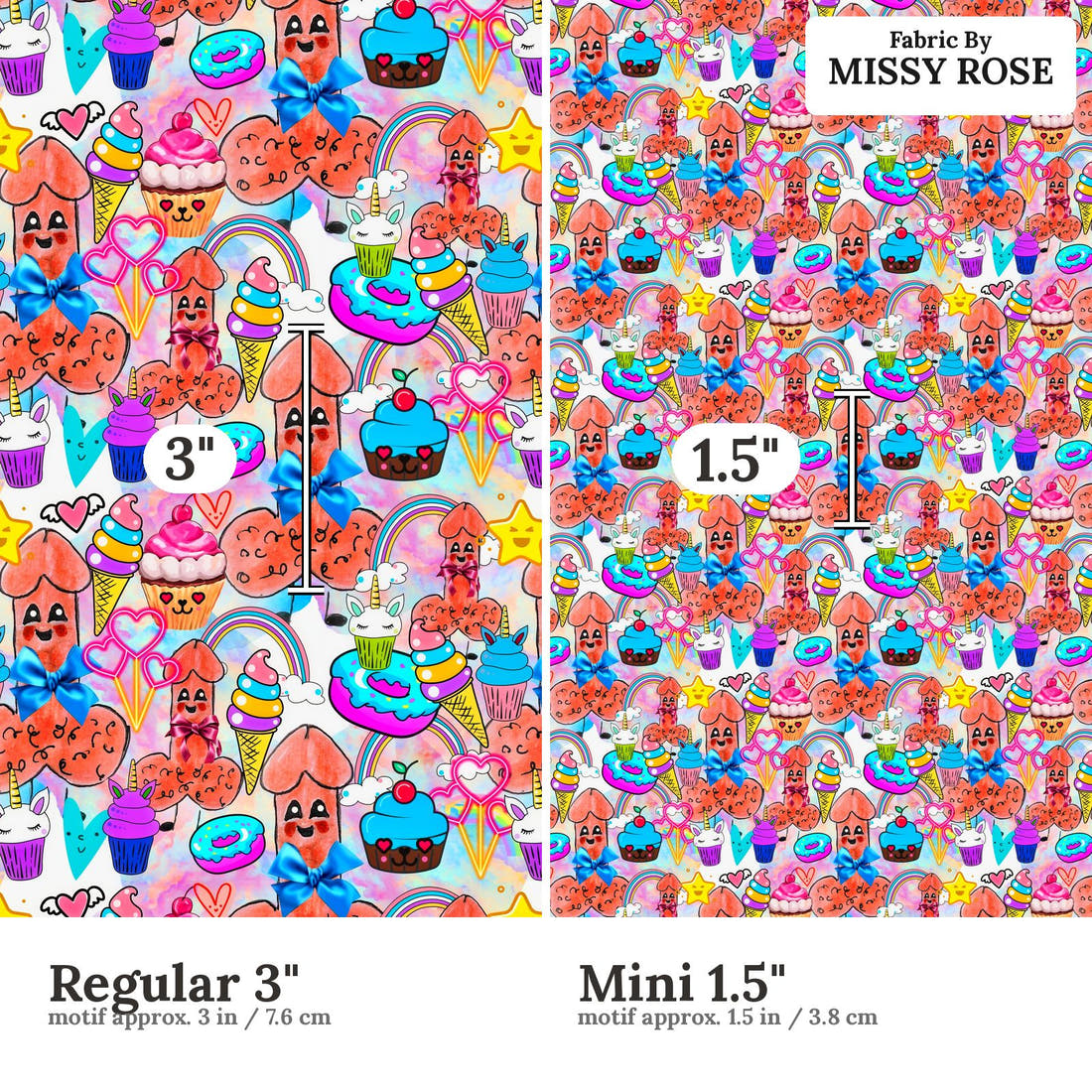Profanity Fabric 424 Regular 3 inch vs Mini 1.5 inch print scale side by side | Fabric by Missy Rose