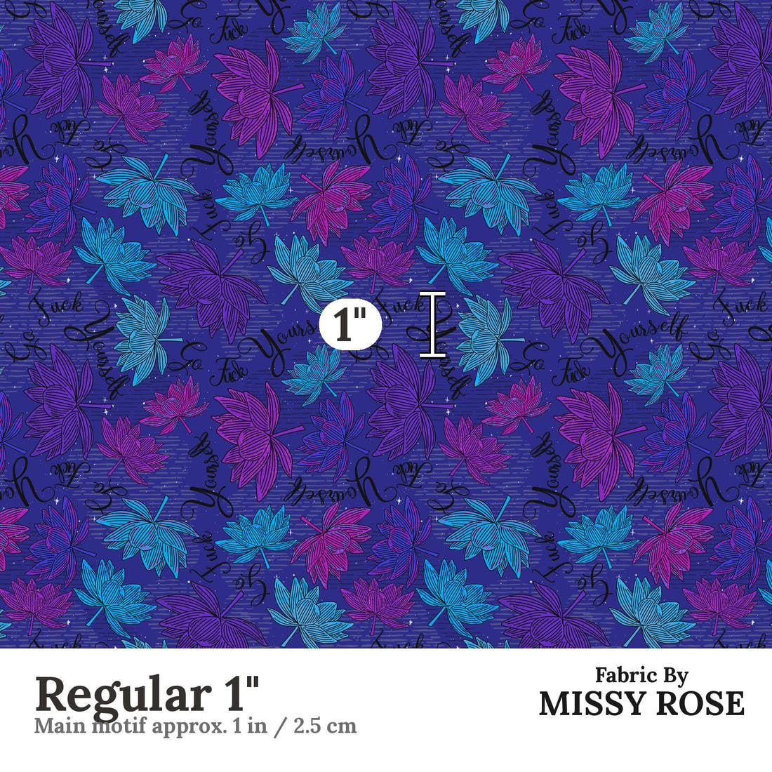 Profanity Fabric 425 Regular 1 inch print scale guide | Fabric by Missy Rose