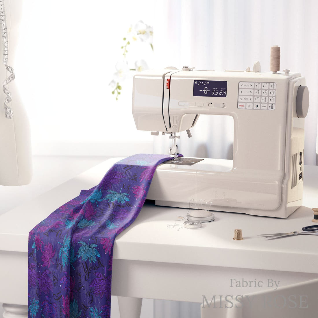 Profanity Fabric 425 on a sewing machine - premium fabric for sewing projects | Fabric by Missy Rose