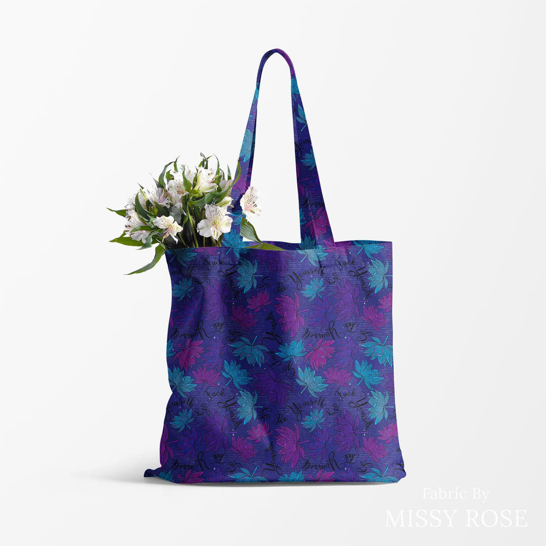 Profanity Fabric 425 made up as a tote bag - see how the print looks made up | Fabric by Missy Rose