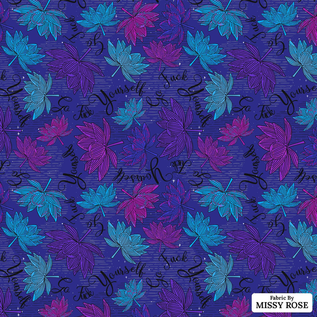Profanity Fabric 425 - flat view of the print, zoom in for detail | Fabric by Missy Rose