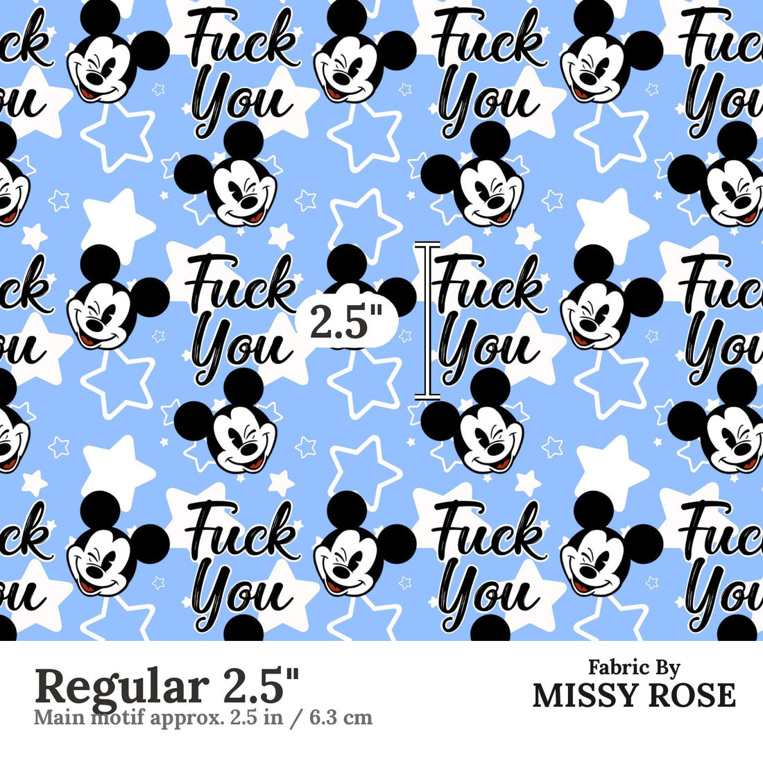 Profanity Fabric 426 Regular 2.5 inch print scale guide | Fabric by Missy Rose