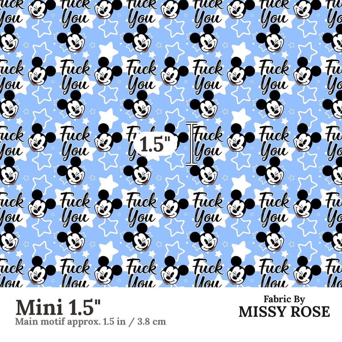 Profanity Fabric 426 Mini 1.5 inch print scale guide | Fabric by Missy Rose