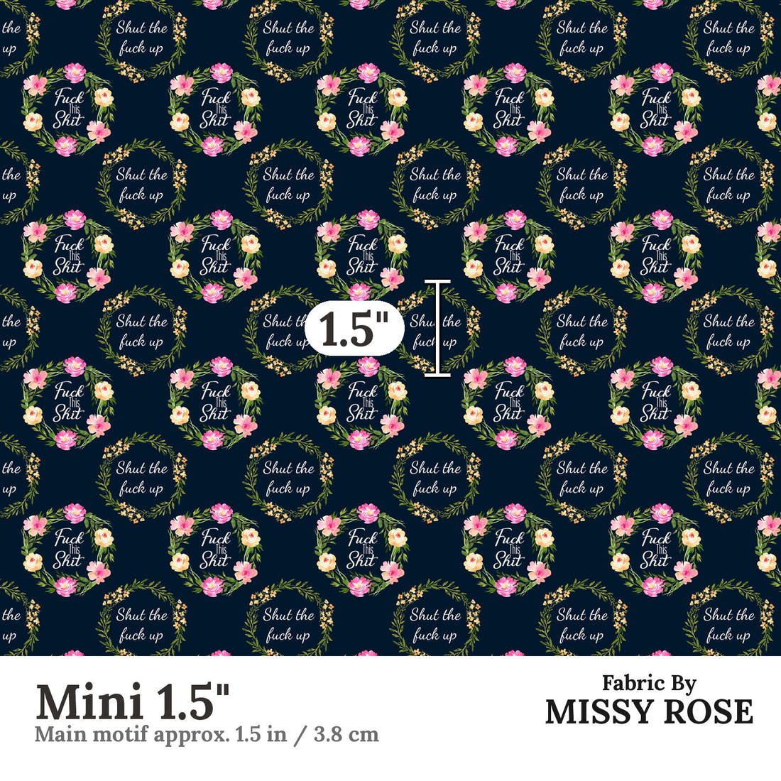Profanity Fabric 427 Mini 1.5 inch print scale guide | Fabric by Missy Rose