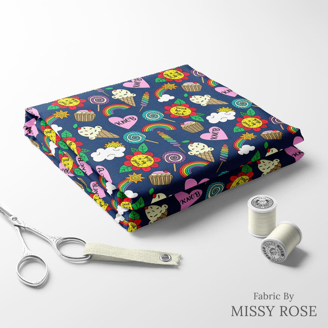 Profanity Fabric 428 folded fabric stack with matching thread - pre-order fabric Australia | Fabric by Missy Rose