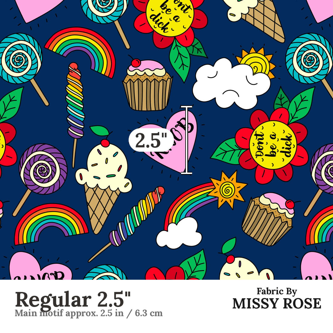 Profanity Fabric 428 Regular 2.5 inch print scale guide | Fabric by Missy Rose