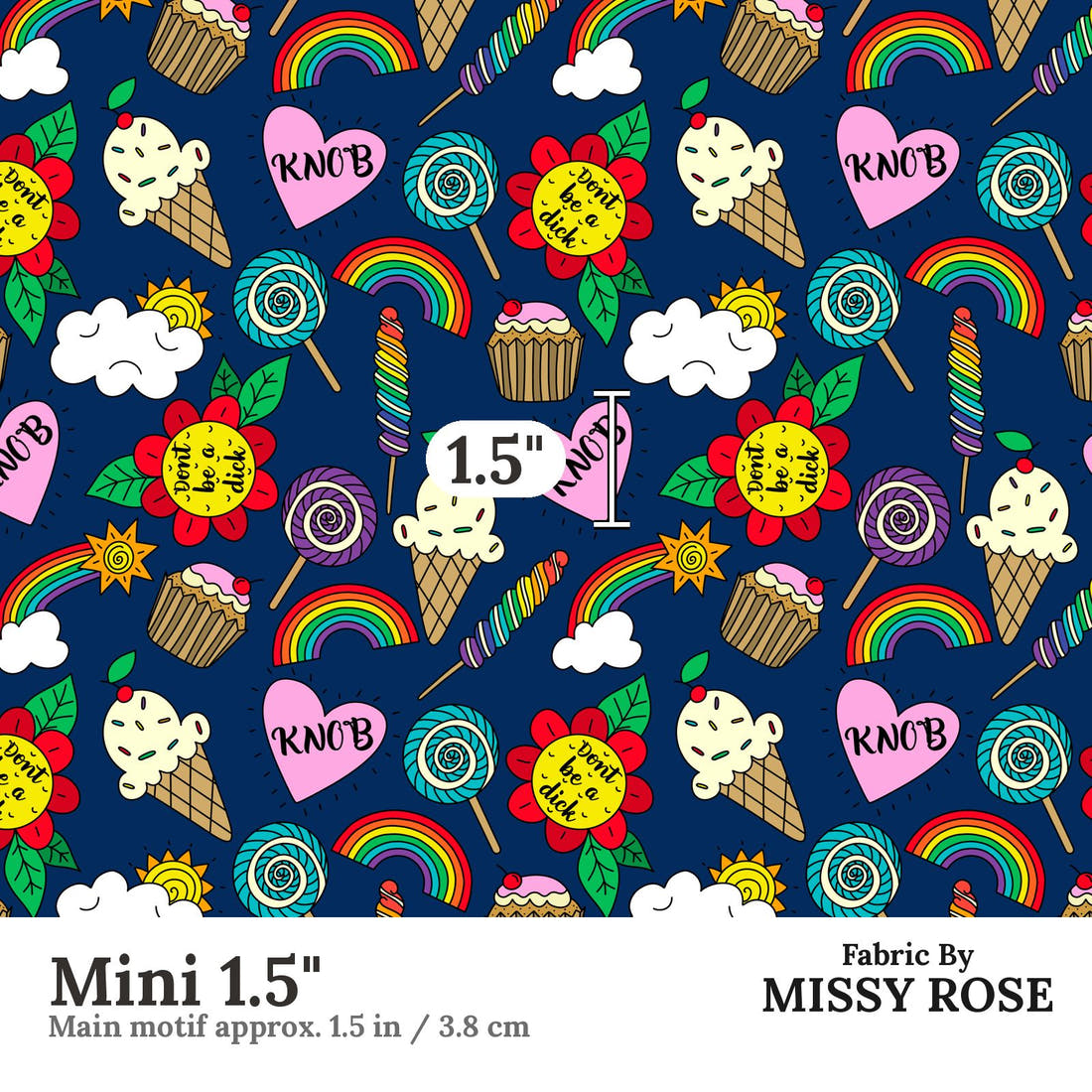 Profanity Fabric 428 Mini 1.5 inch print scale guide | Fabric by Missy Rose
