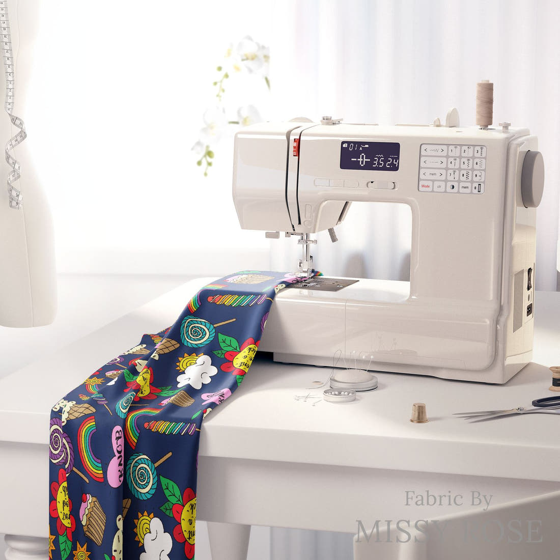 Profanity Fabric 428 on a sewing machine - premium fabric for sewing projects | Fabric by Missy Rose