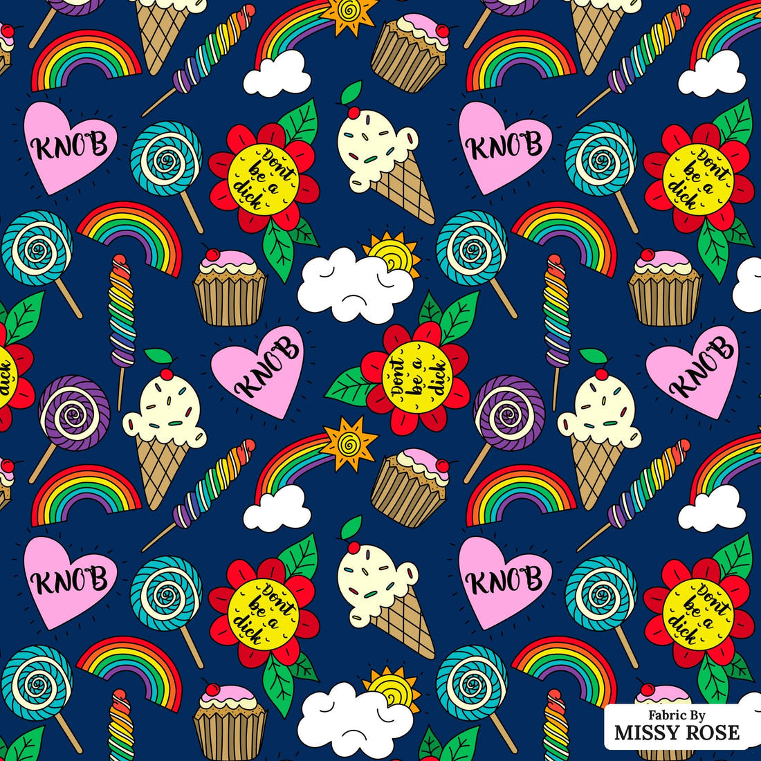 Profanity Fabric 428 - flat view of the print, zoom in for detail | Fabric by Missy Rose