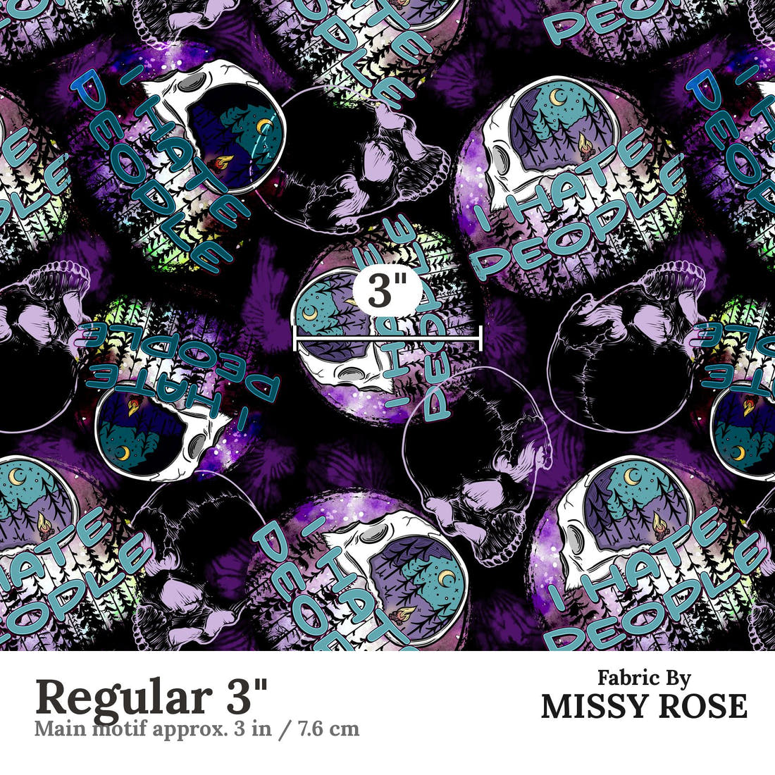 Profanity Fabric 429 Regular 3 inch print scale guide | Fabric by Missy Rose