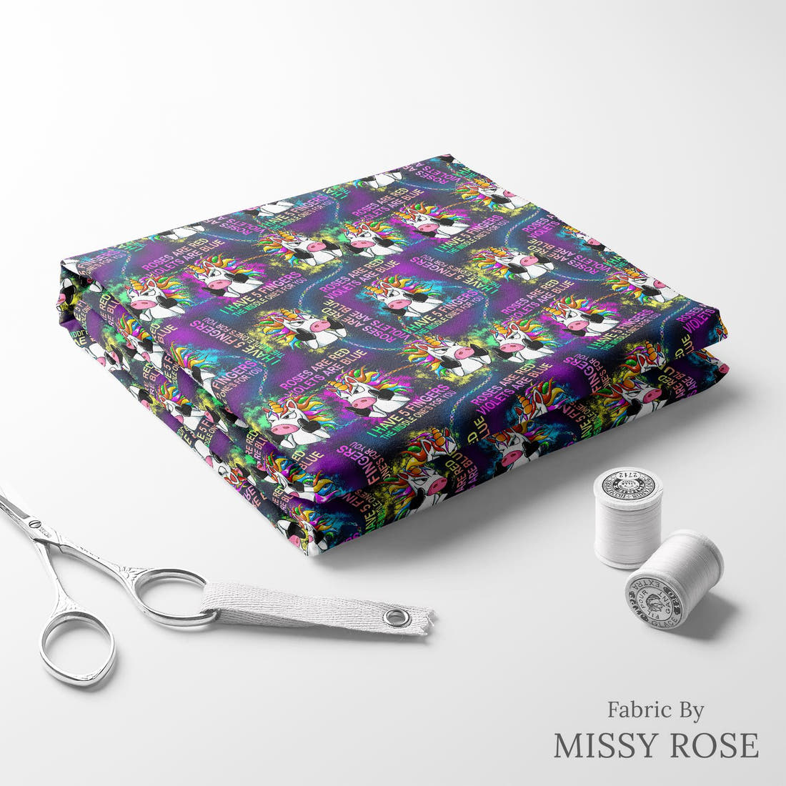 Profanity Fabric 43 folded fabric stack with matching thread - pre-order fabric Australia | Fabric by Missy Rose