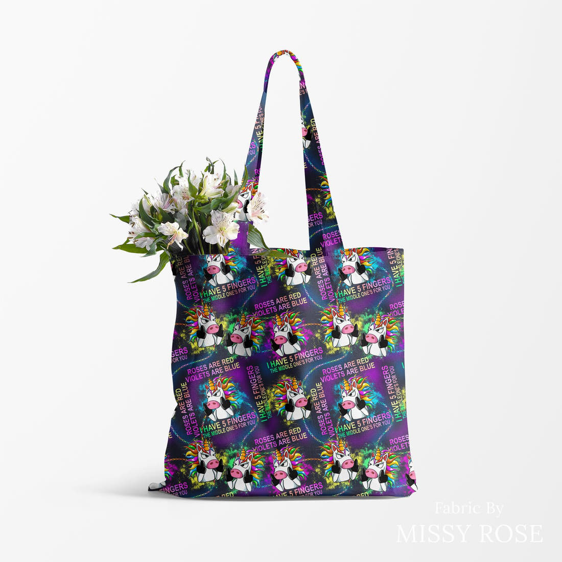 Profanity Fabric 43 made up as a tote bag - see how the print looks made up | Fabric by Missy Rose