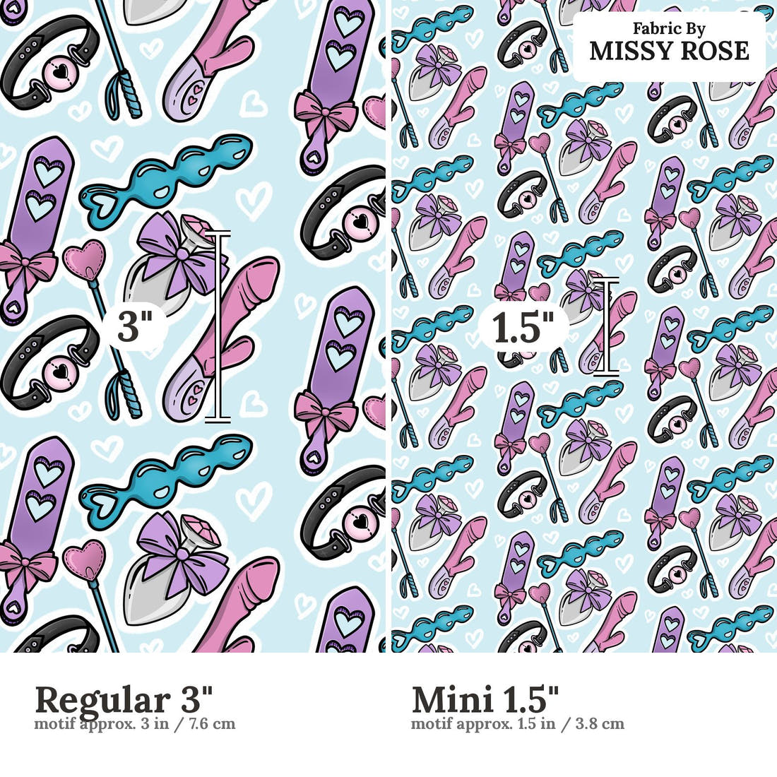 Profanity Fabric 430 Regular 3 inch vs Mini 1.5 inch print scale side by side | Fabric by Missy Rose