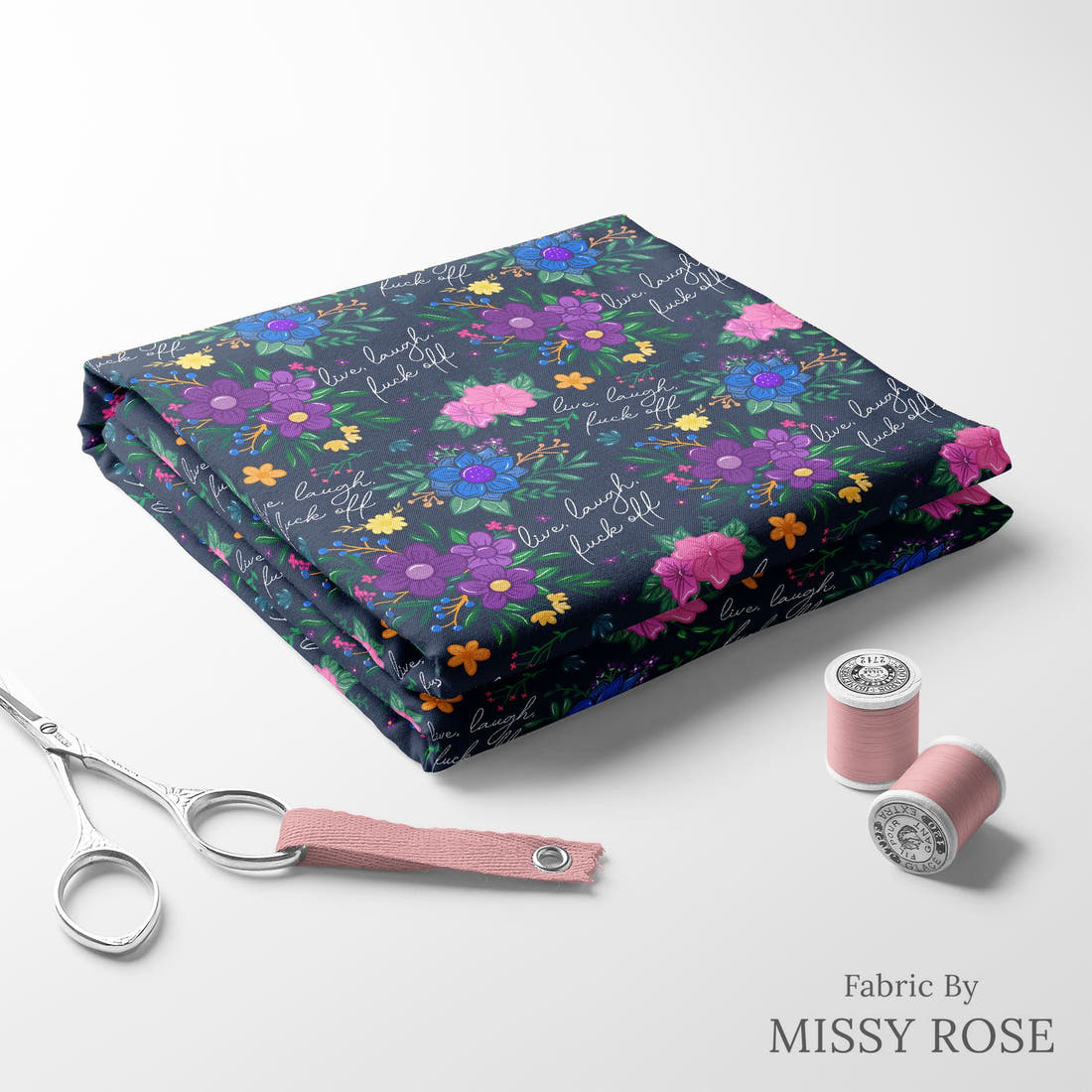 Profanity Fabric 431 folded fabric stack with matching thread - pre-order fabric Australia | Fabric by Missy Rose