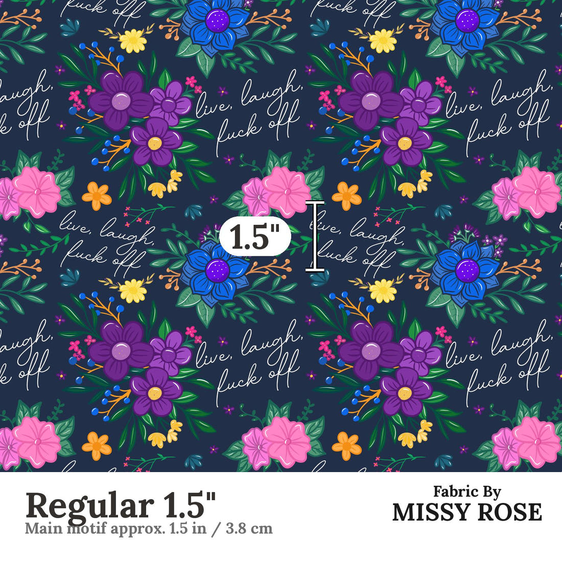 Profanity Fabric 431 Regular 1.5 inch print scale guide | Fabric by Missy Rose