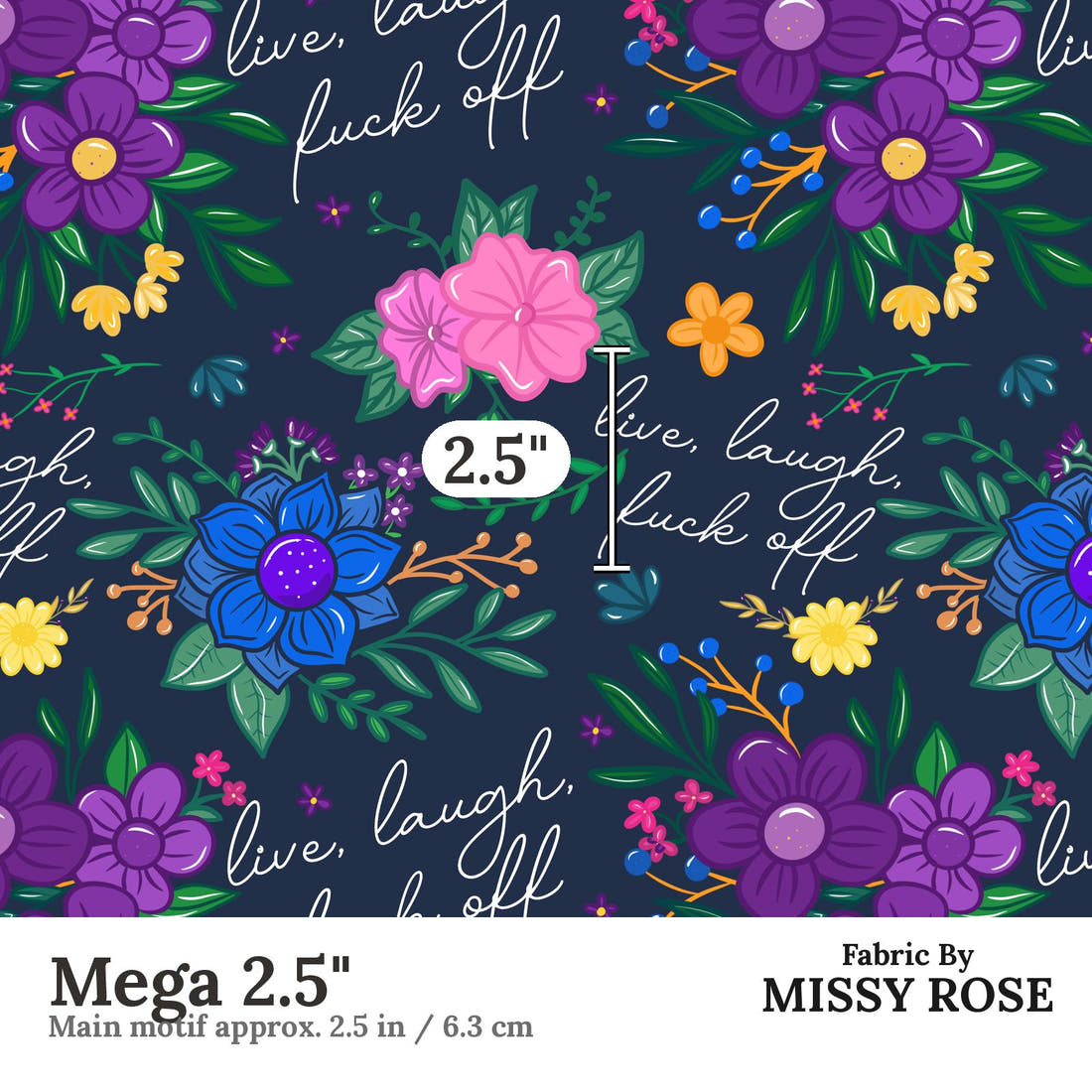 Profanity Fabric 431 Mega 2.5 inch print scale guide | Fabric by Missy Rose