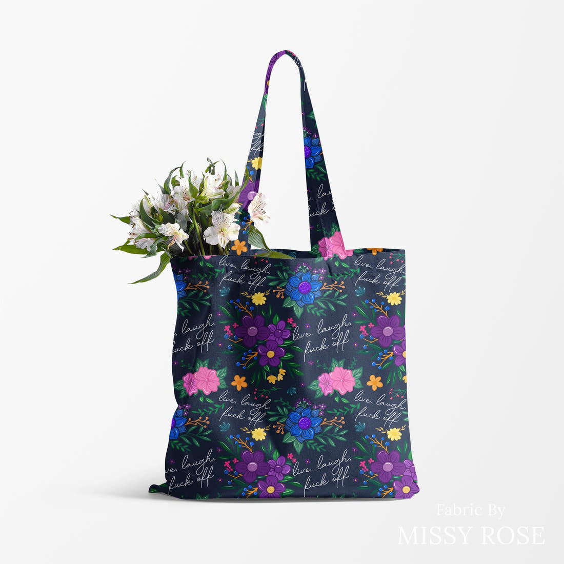 Profanity Fabric 431 made up as a tote bag - see how the print looks made up | Fabric by Missy Rose