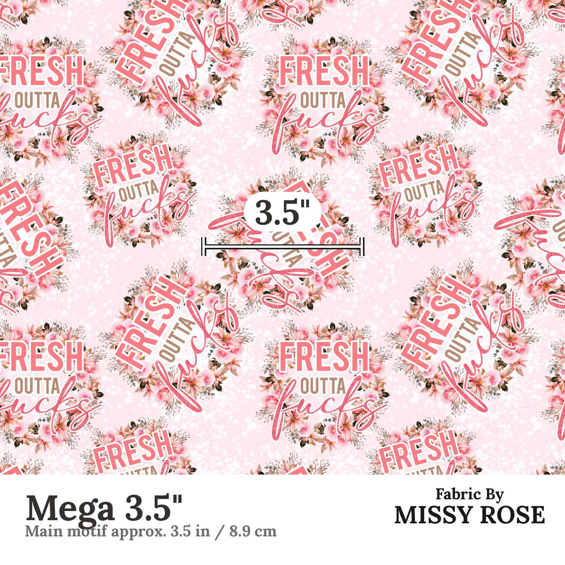 Profanity Fabric 432 Mega 3.5 inch print scale guide | Fabric by Missy Rose