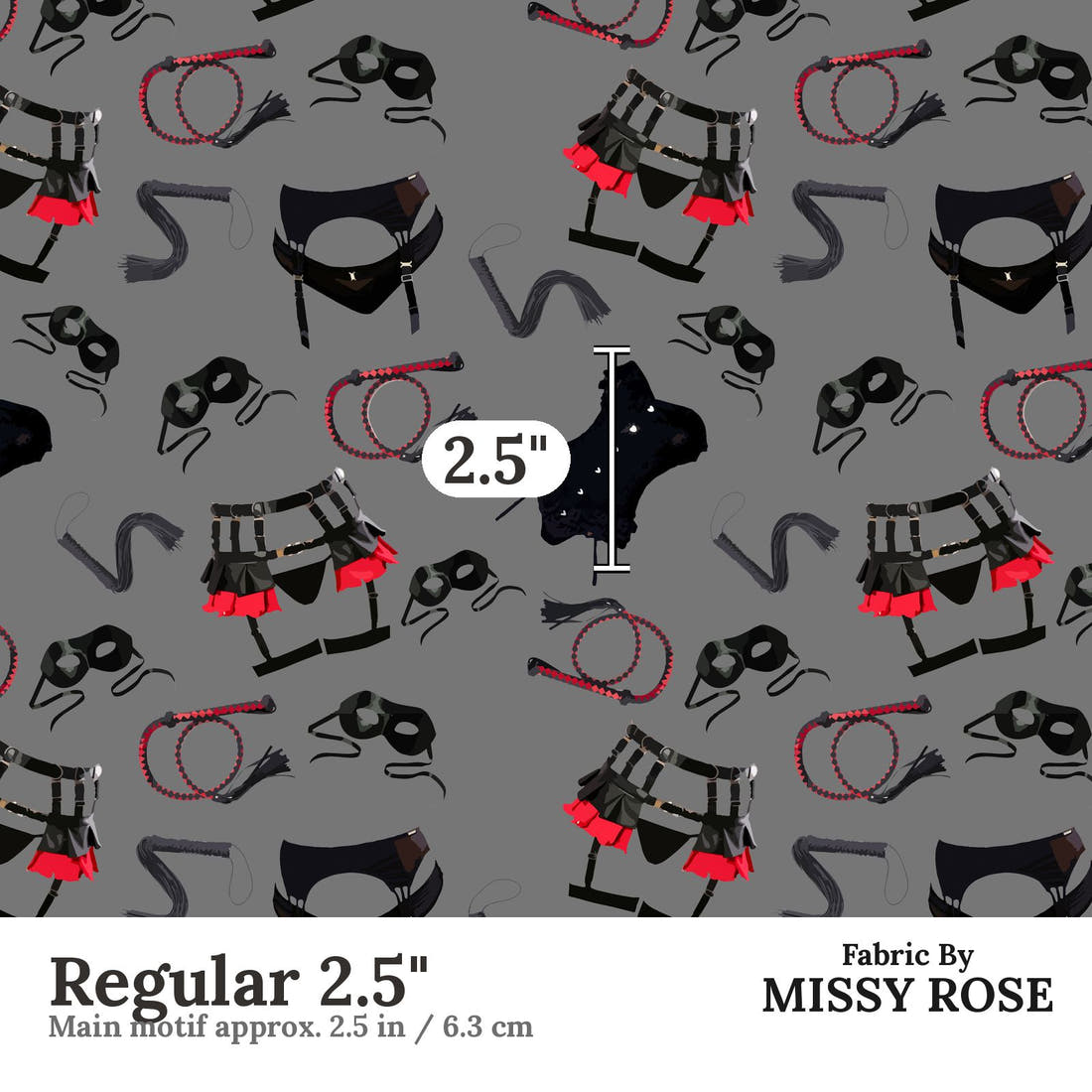 Profanity Fabric 433 Regular 2.5 inch print scale guide | Fabric by Missy Rose