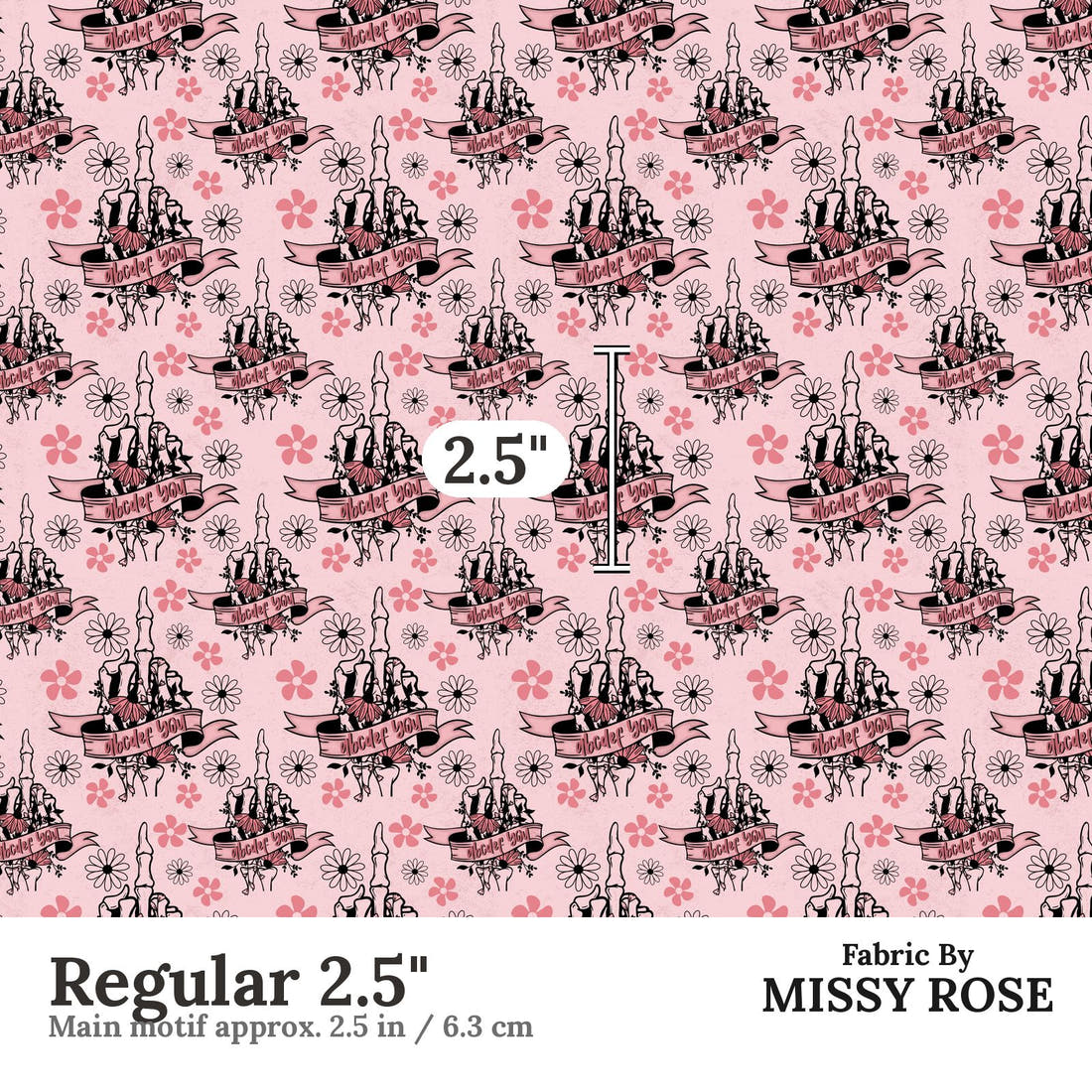 Profanity Fabric 434 Regular 2.5 inch print scale guide | Fabric by Missy Rose
