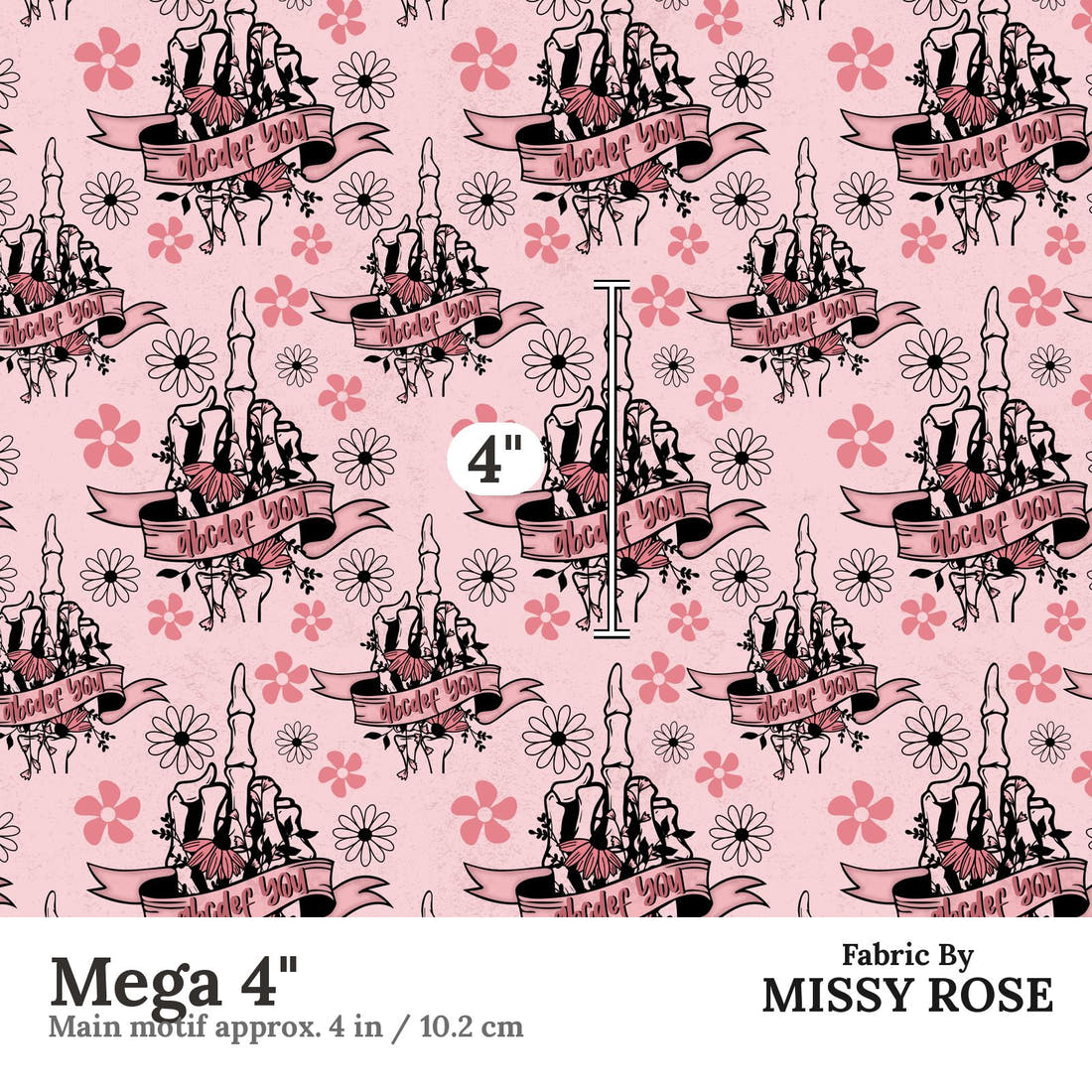 Profanity Fabric 434 Mega 4 inch print scale guide | Fabric by Missy Rose