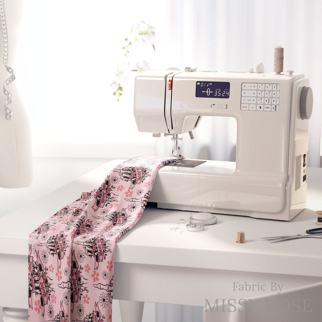 Profanity Fabric 434 on a sewing machine - premium fabric for sewing projects | Fabric by Missy Rose