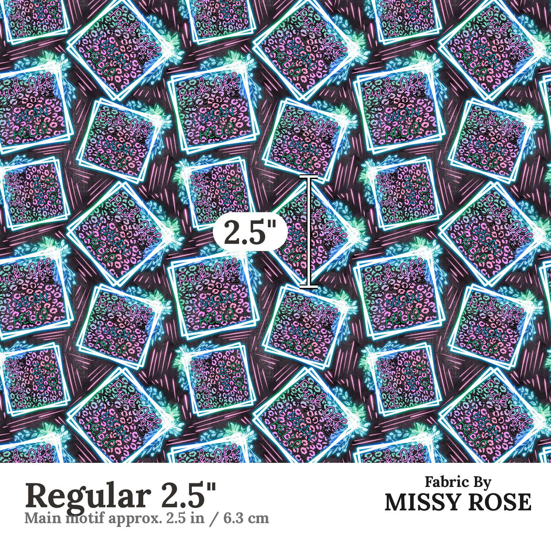 Profanity Fabric 435 Regular 2.5 inch print scale guide | Fabric by Missy Rose