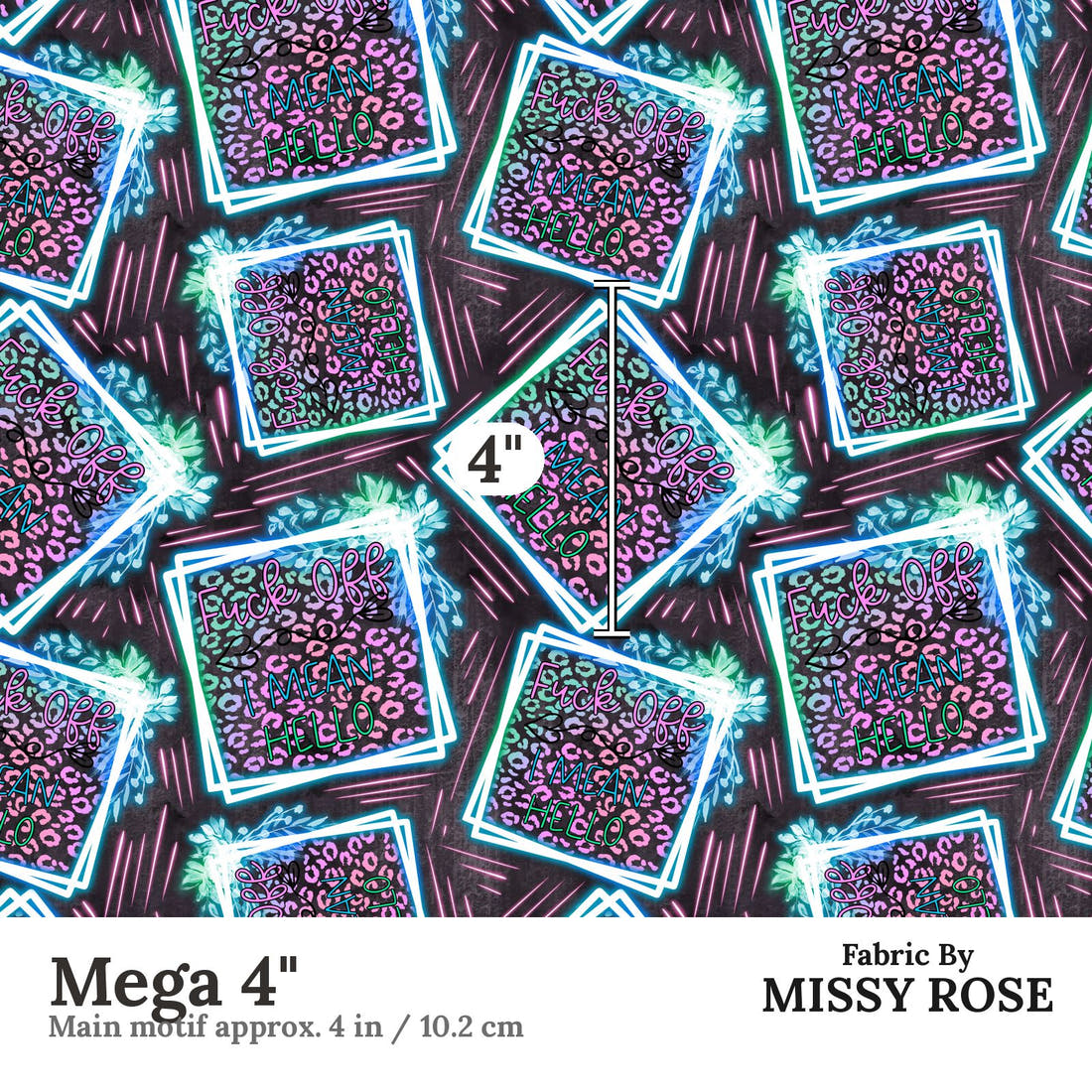 Profanity Fabric 435 Mega 4 inch print scale guide | Fabric by Missy Rose