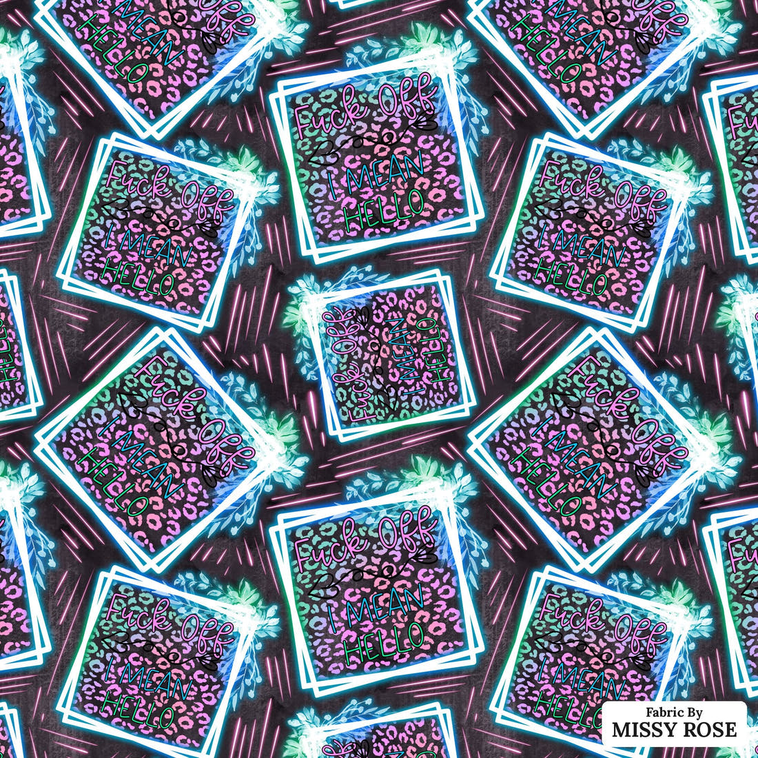 Profanity Fabric 435 - flat view of the print, zoom in for detail | Fabric by Missy Rose