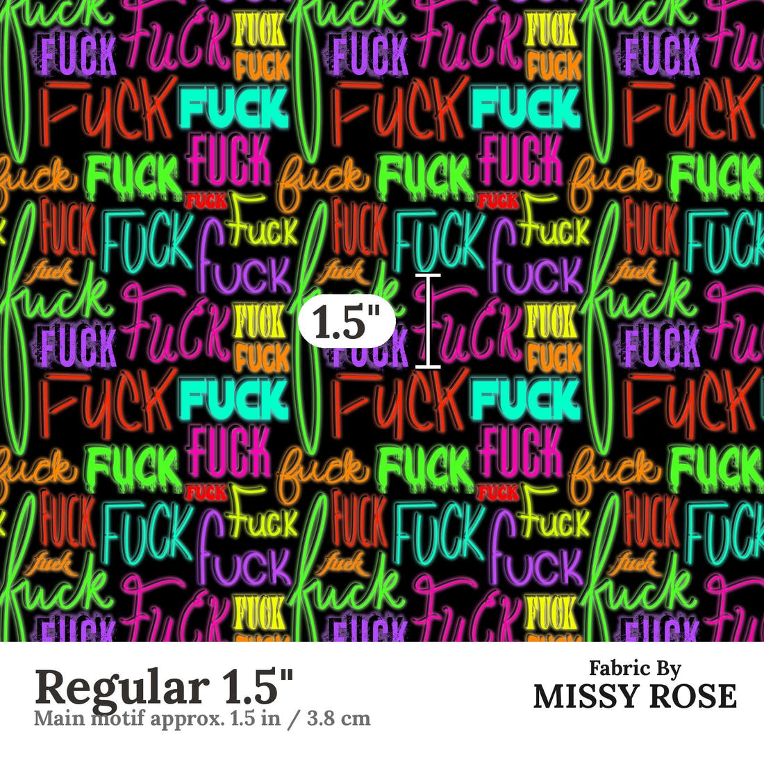 Profanity Fabric 436 Regular 1.5 inch print scale guide | Fabric by Missy Rose
