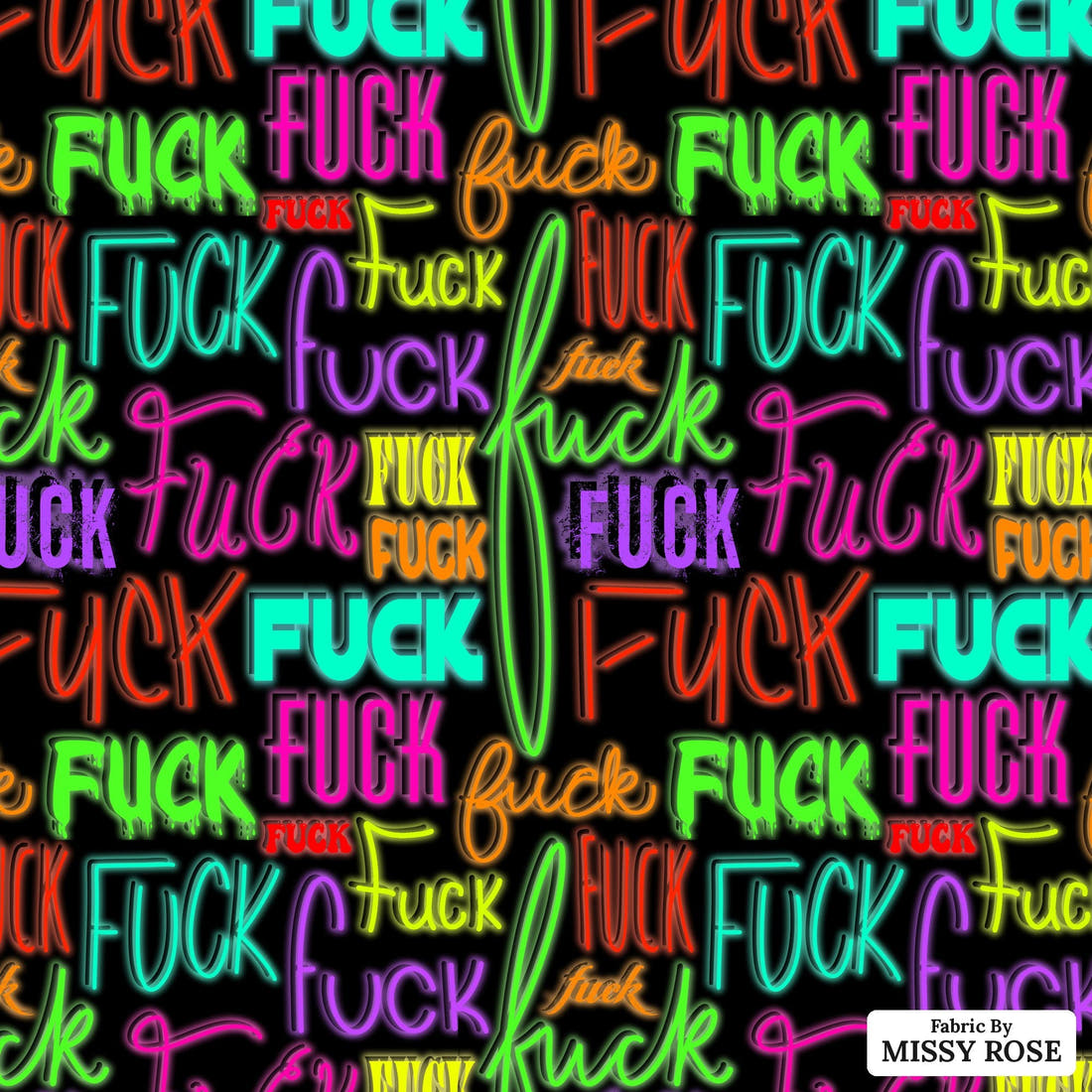 Profanity Fabric 436 - flat view of the print, zoom in for detail | Fabric by Missy Rose