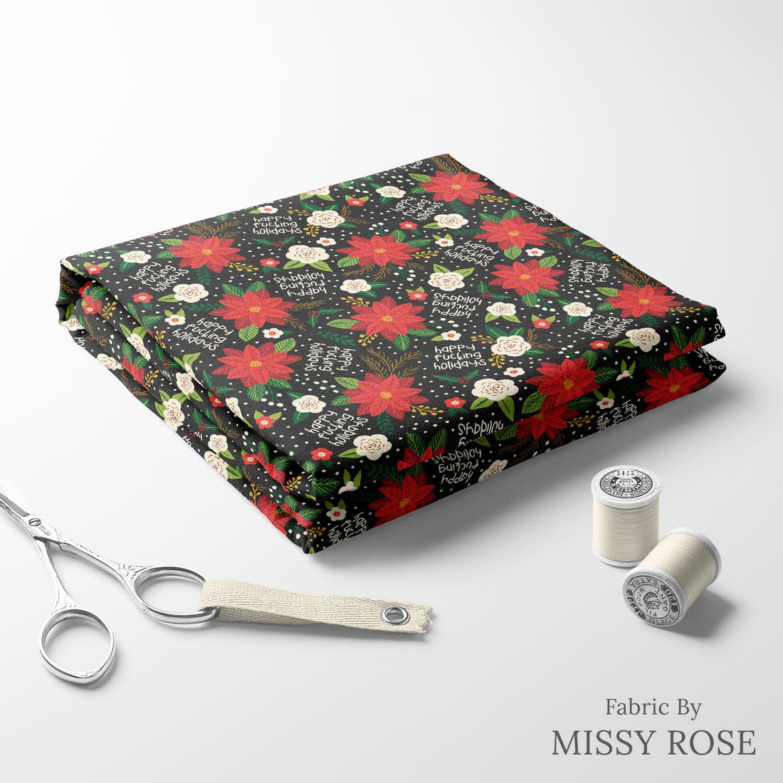 Profanity Fabric 437 folded fabric stack with matching thread - pre-order fabric Australia | Fabric by Missy Rose