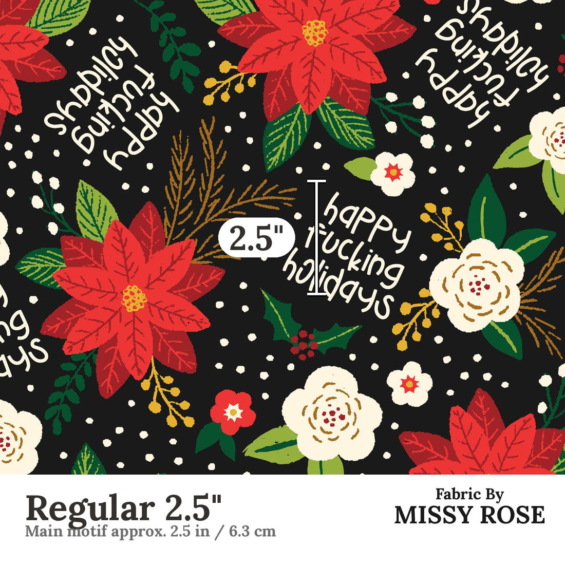 Profanity Fabric 437 Regular 2.5 inch print scale guide | Fabric by Missy Rose